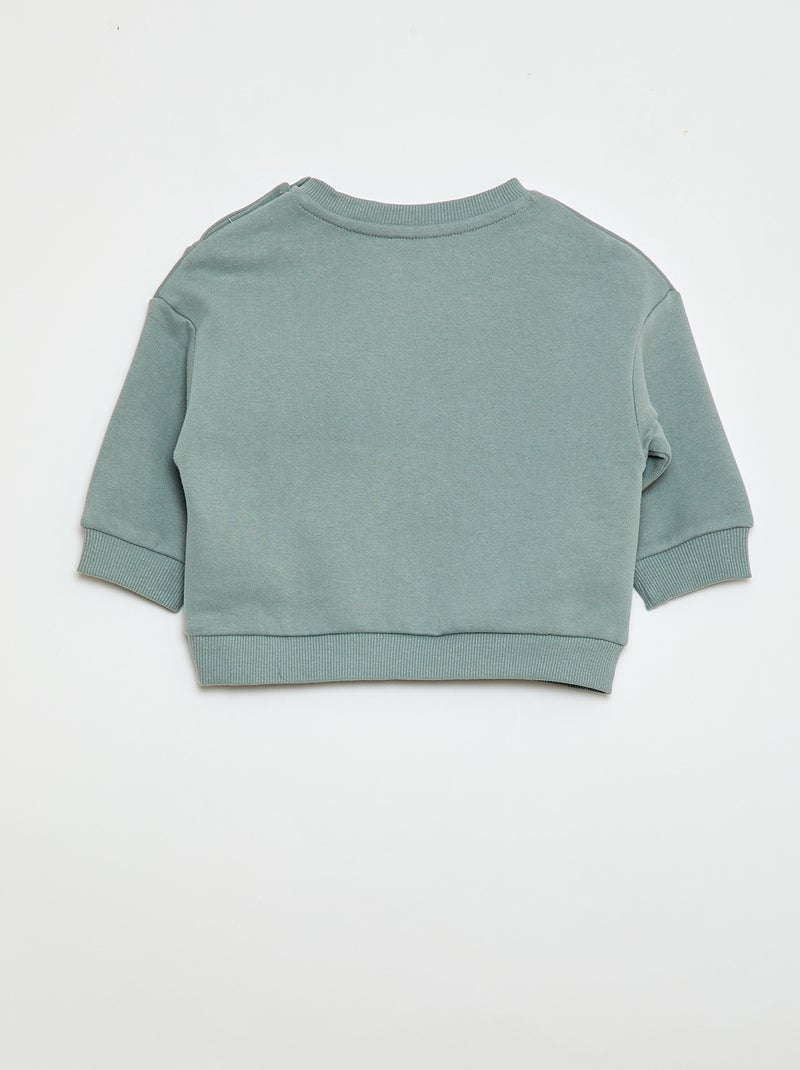 Felpa tinta unita in tessuto felpato Verde - Kiabi