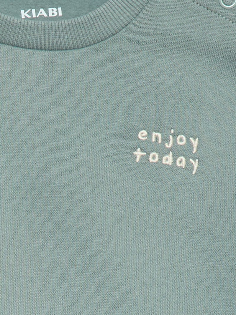 Felpa tinta unita in tessuto felpato Verde - Kiabi