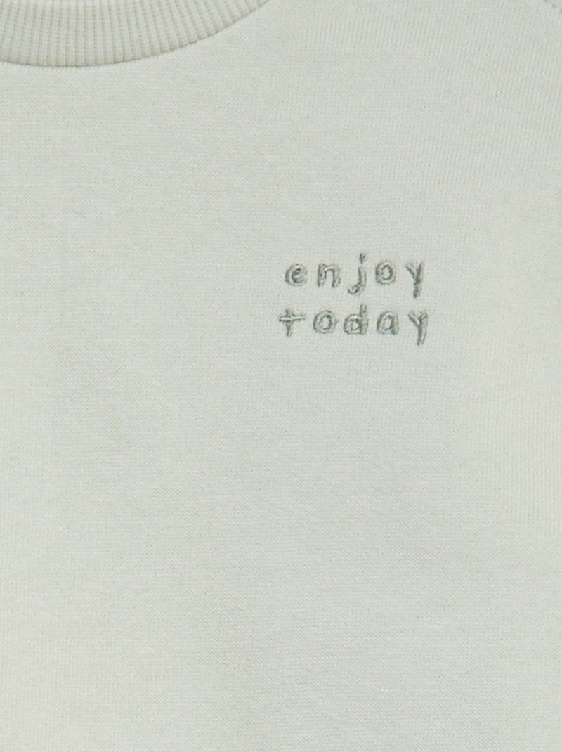 Felpa tinta unita in tessuto felpato VERDE - Kiabi