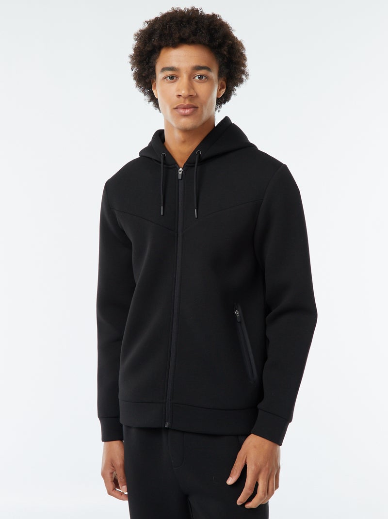 Felpa tinta unita in tessuto tipo neoprene nero - Kiabi