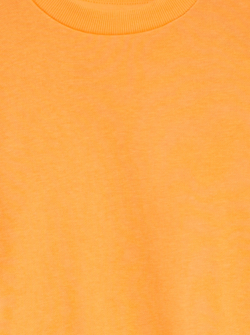 Felpa tinta unita scollo tondo in french terry Arancione - Kiabi