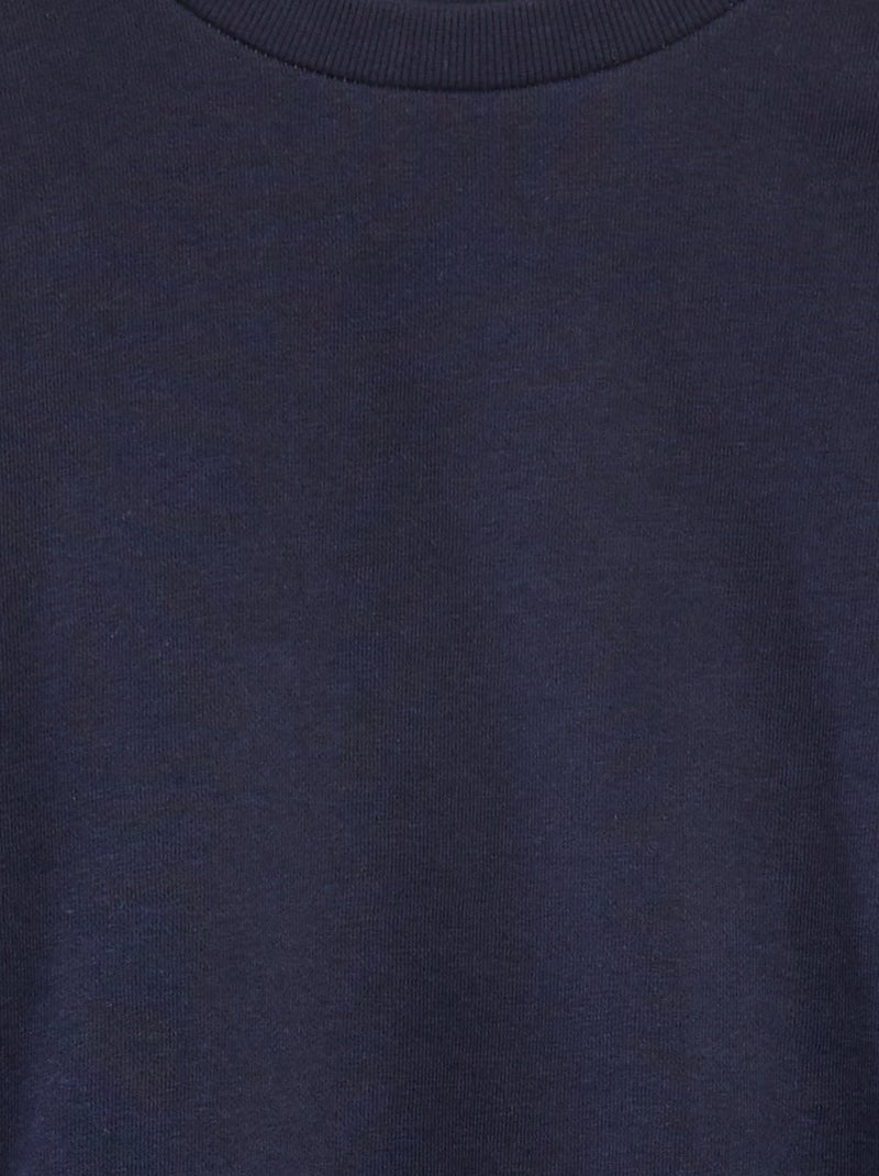 Felpa tinta unita scollo tondo in french terry BLU - Kiabi