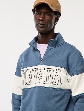 Felpa trucker collo alto con zip
