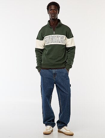 Felpa trucker collo alto con zip