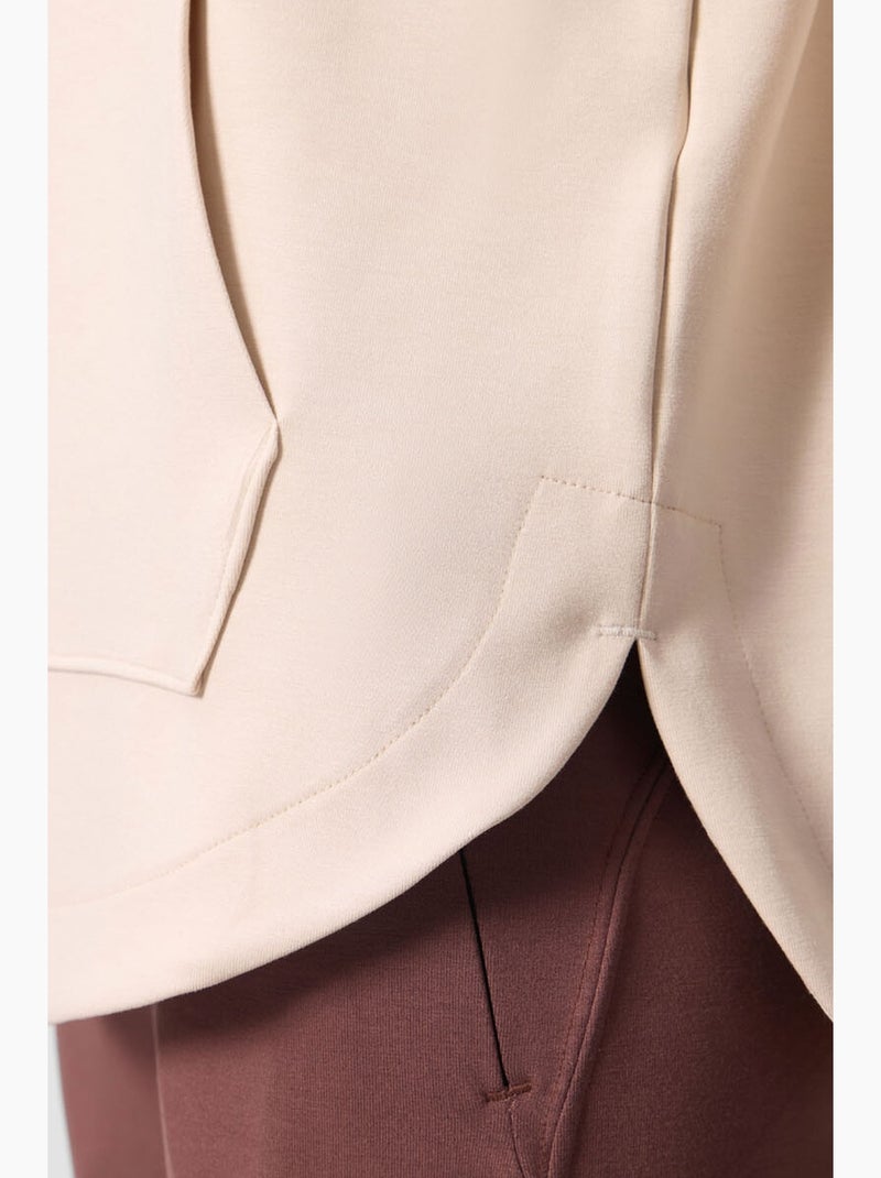 Felpa tunik lunga oversize con cappuccio e zip tommy Beige argilla - Kiabi