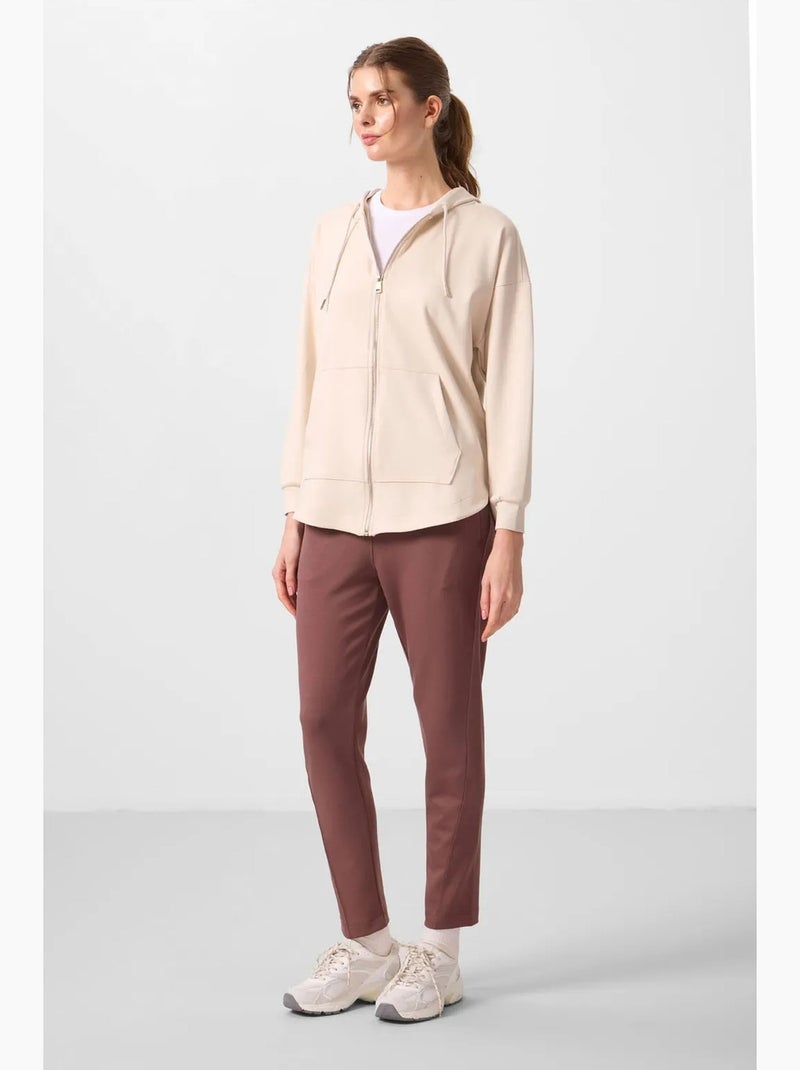 Felpa tunik lunga oversize con cappuccio e zip tommy Beige argilla - Kiabi
