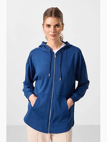 Felpa tunik lunga oversize con cappuccio e zip tommy