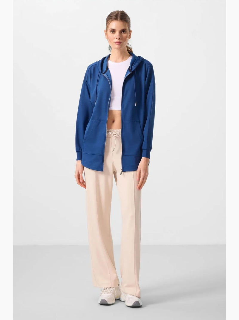 Felpa tunik lunga oversize con cappuccio e zip tommy Blu - Kiabi