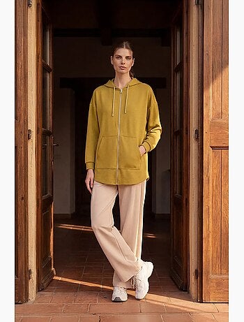 Felpa tunik lunga oversize con cappuccio e zip tommy