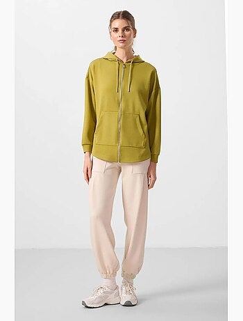 Felpa tunik lunga oversize con cappuccio e zip tommy
