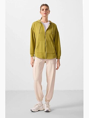 Felpa tunik lunga oversize con cappuccio e zip tommy