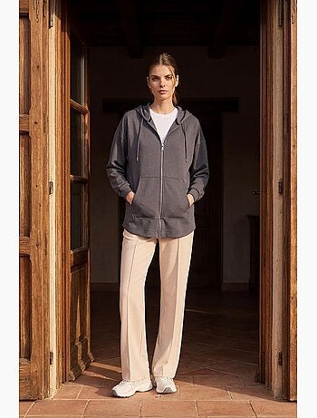 Felpa tunik lunga oversize con cappuccio e zip tommy