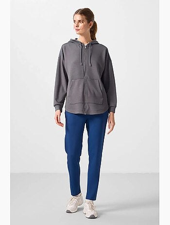 Felpa tunik lunga oversize con cappuccio e zip tommy