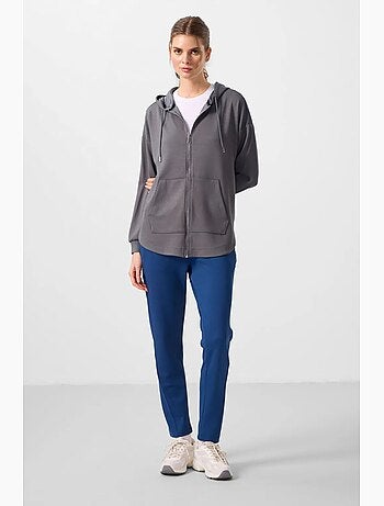 Felpa tunik lunga oversize con cappuccio e zip tommy