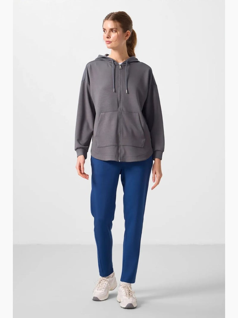 Felpa tunik lunga oversize con cappuccio e zip tommy Grigio nero - Kiabi