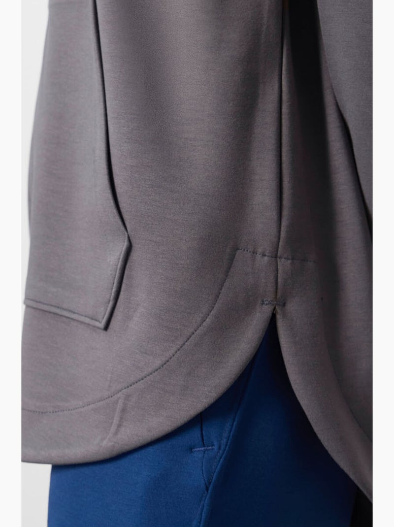 Felpa tunik lunga oversize con cappuccio e zip tommy Grigio nero - Kiabi