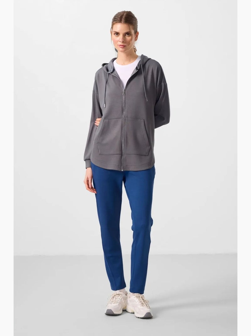 Felpa tunik lunga oversize con cappuccio e zip tommy Grigio nero - Kiabi