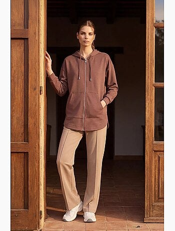 Felpa tunik lunga oversize con cappuccio e zip tommy
