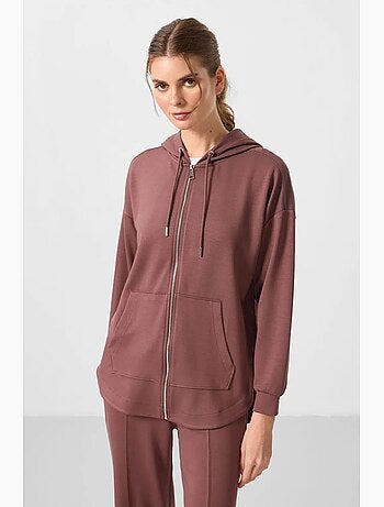 Felpa tunik lunga oversize con cappuccio e zip tommy