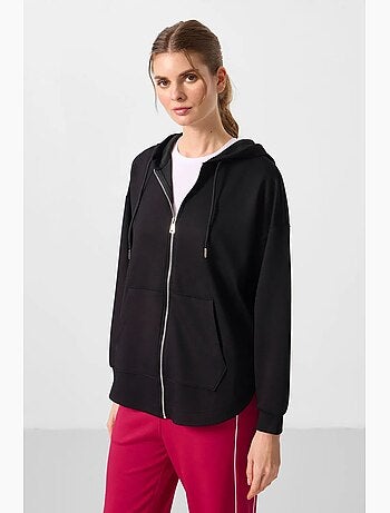 Felpa tunik lunga oversize con cappuccio e zip tommy