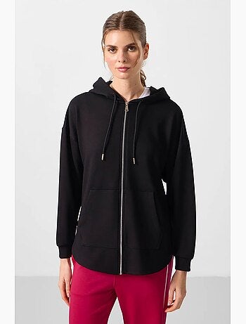 Felpa tunik lunga oversize con cappuccio e zip tommy