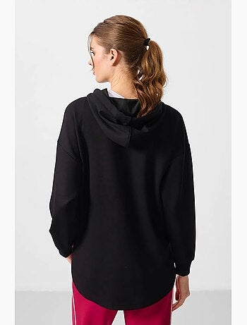 Felpa tunik lunga oversize con cappuccio e zip tommy