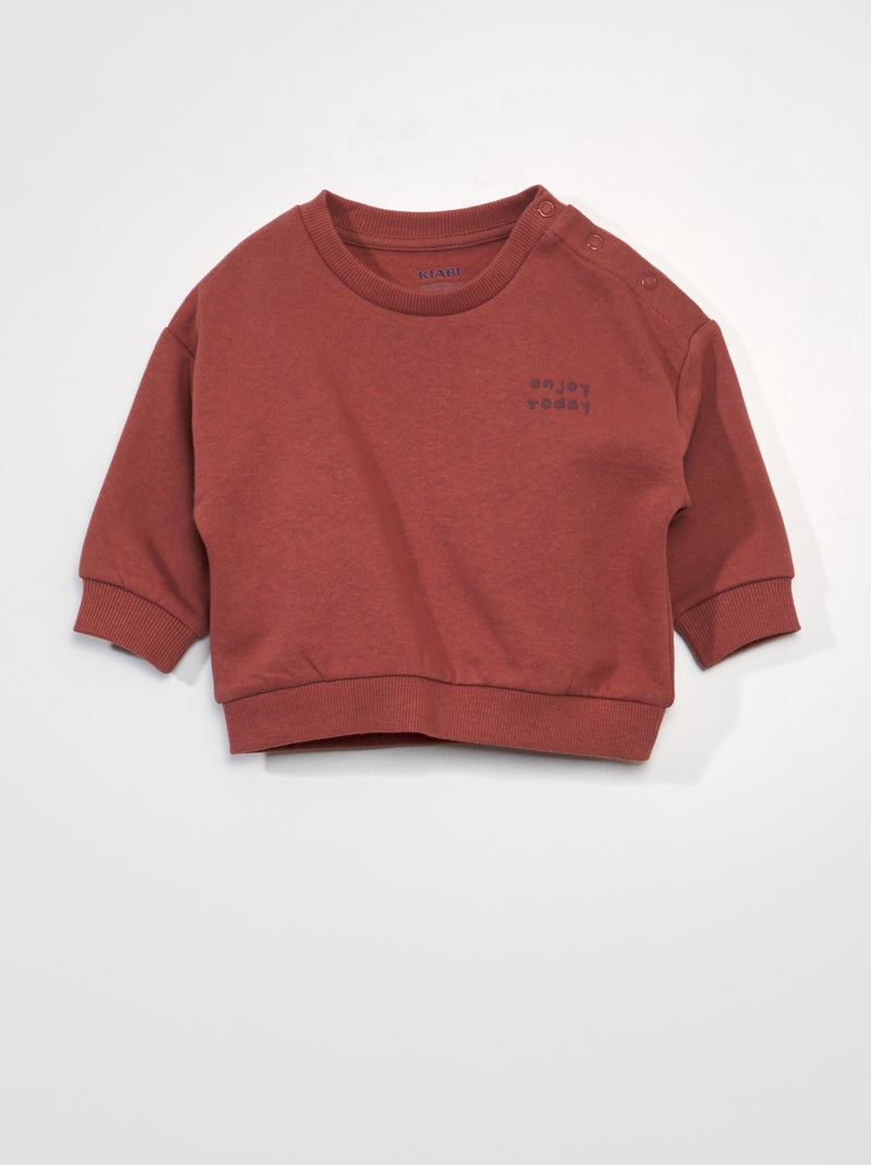 Felpa unisex oversize in tessuto felpato ROSSO - Kiabi