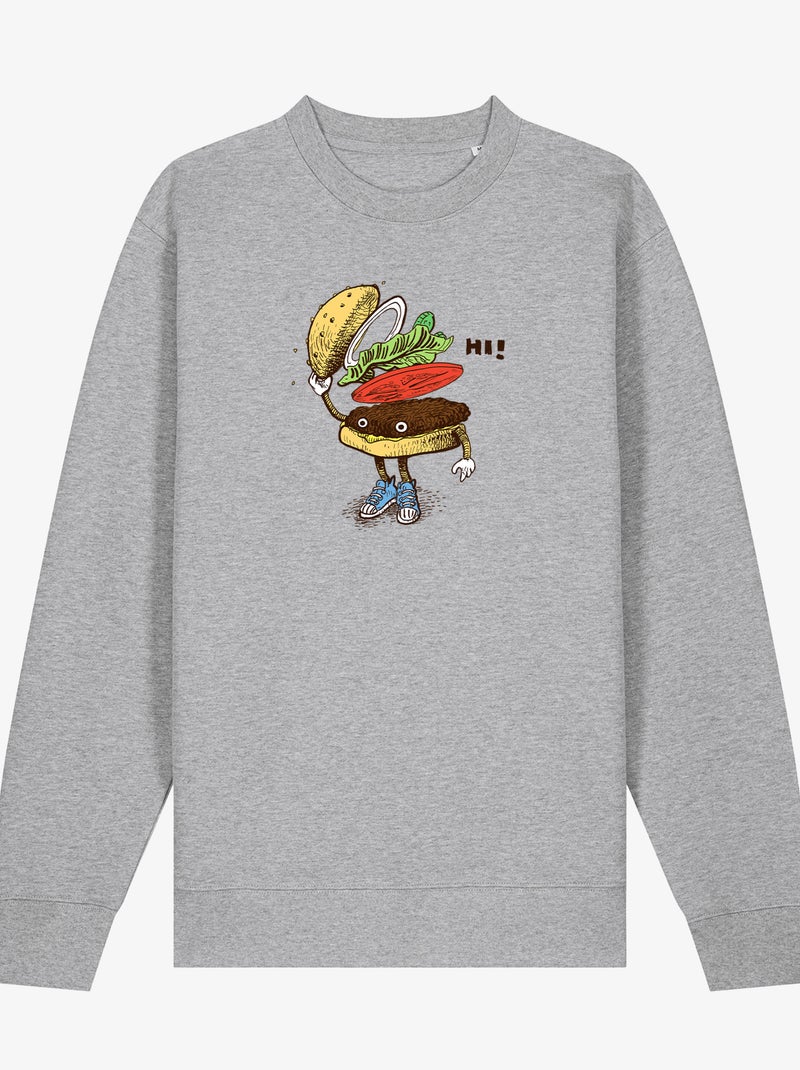 Felpa Uomo - BURGER GREETING Grigio melangiato - Kiabi