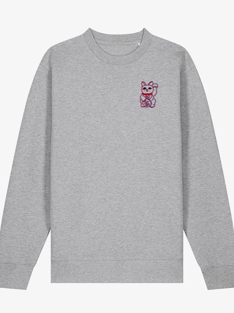 Felpa Uomo - GLITCH CAT Grigio melangiato - Kiabi