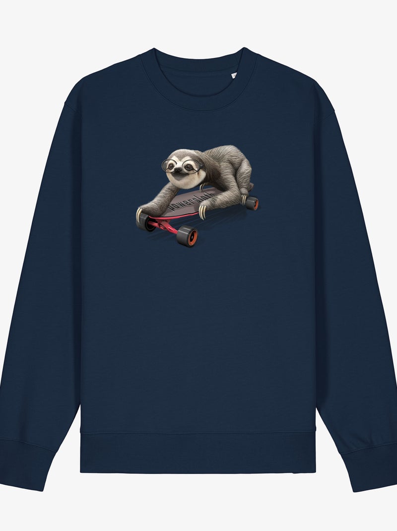 Felpa Uomo - SKATEBOARD SLOTH Blu marino - Kiabi