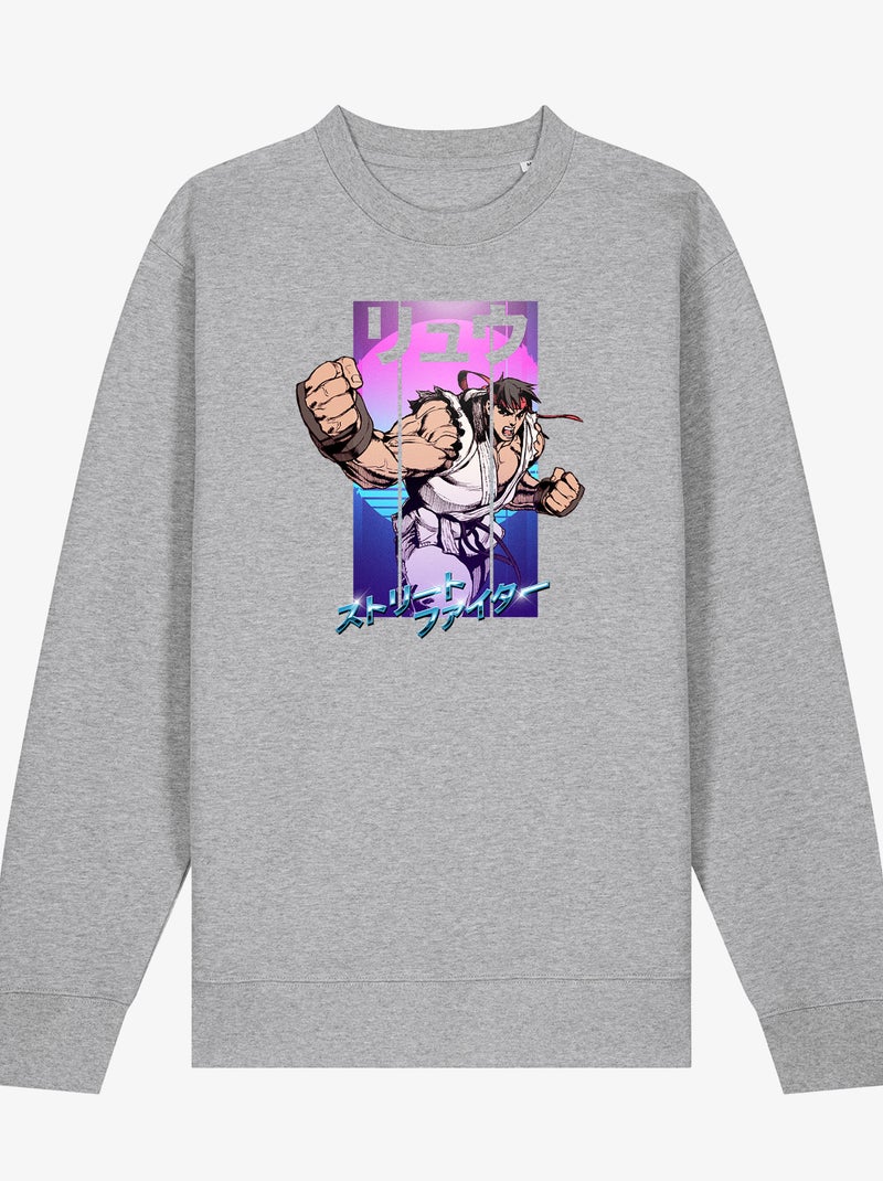 Felpa Uomo - STREET FIGHTER 3 Grigio melangiato - Kiabi