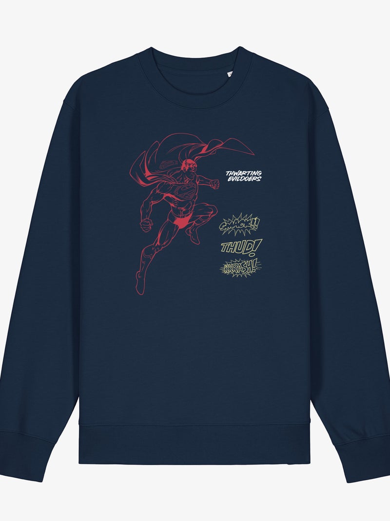 Felpa Uomo - SUPERMAN SMACK THUD KKRASH Blu marino - Kiabi