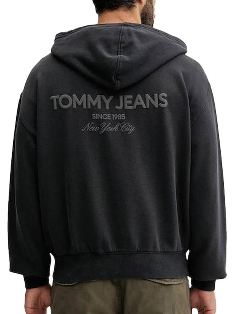 Felpa Uomo Tommy Hilfiger con Zip Nero - Kiabi