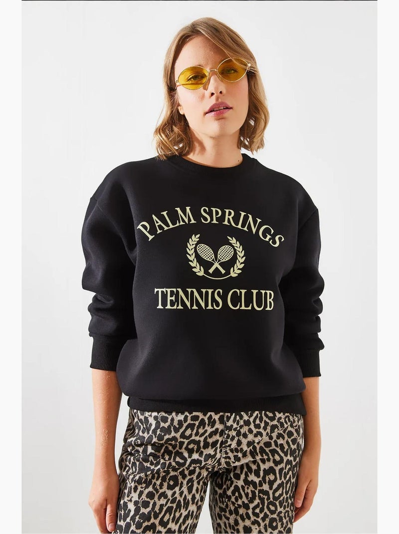 Felpa vintage da college three thread brushed palm springs tennis mbhs lucci Nero - Kiabi