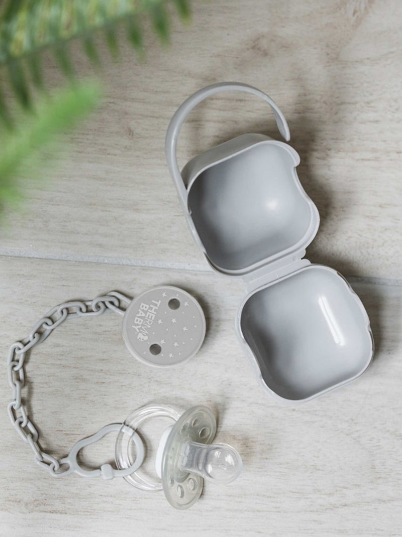 Ferma-ciuccio Thermobaby rotondo in plastica con catenella Grigio - Kiabi