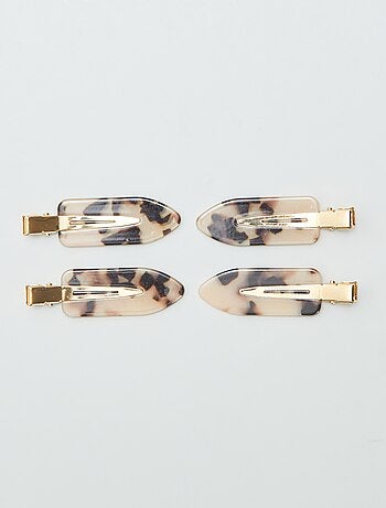 Fermagli per capelli piatti leopardati - confezione da 4
