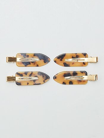 Fermagli per capelli piatti leopardati - confezione da 4