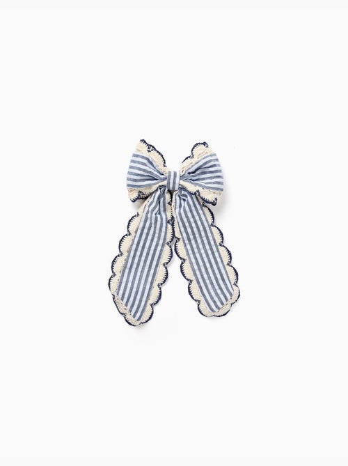 Fermaglio per capelli con fiocco a righe con bordo all'uncinetto - Kiabi