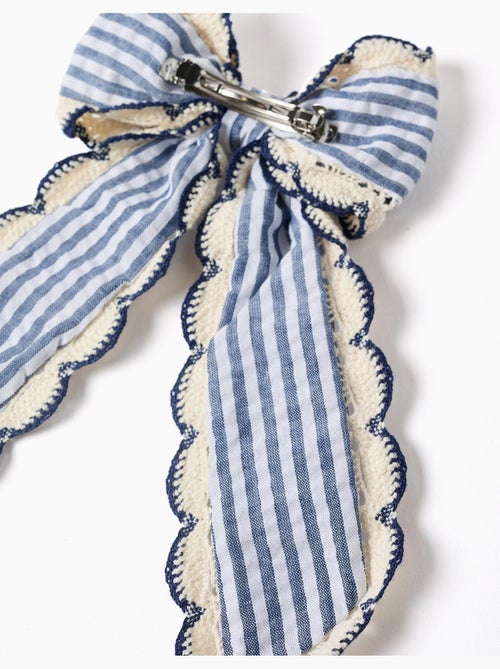 Fermaglio per capelli con fiocco a righe con bordo all'uncinetto - Kiabi