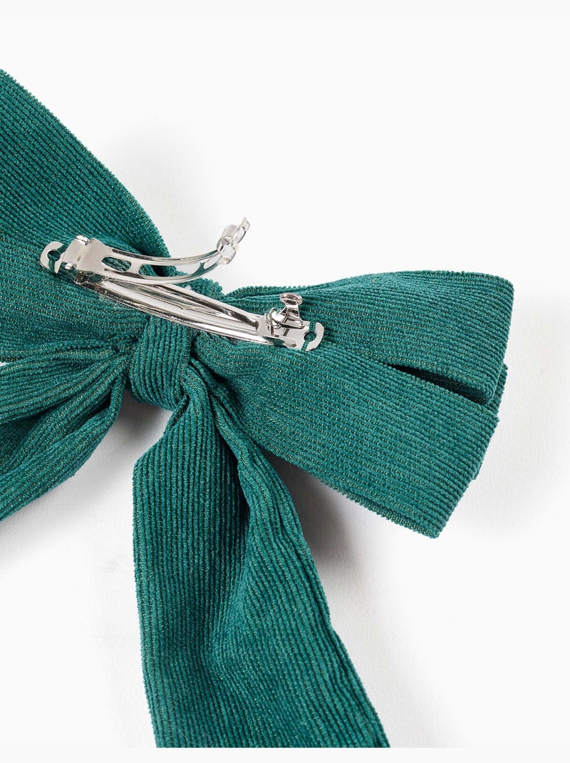 Fermaglio per capelli con fiocco in velluto a coste Verde scuro - Kiabi