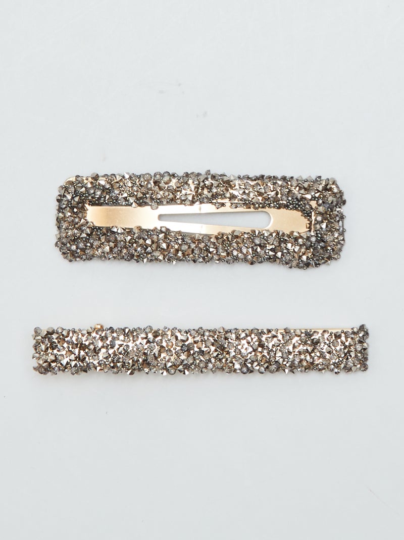 Fermaglio per capelli + molletta con strass NERO - Kiabi
