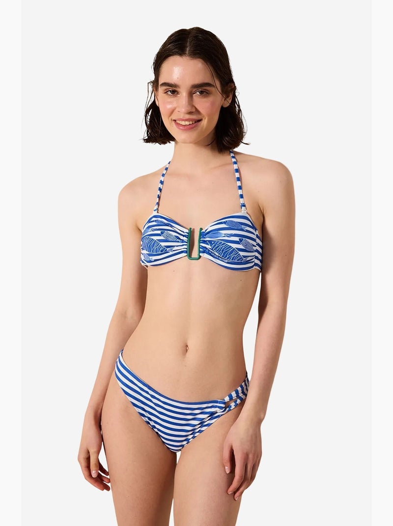 Finny slip bikini con righe laterali penti Bianco Blu - Kiabi
