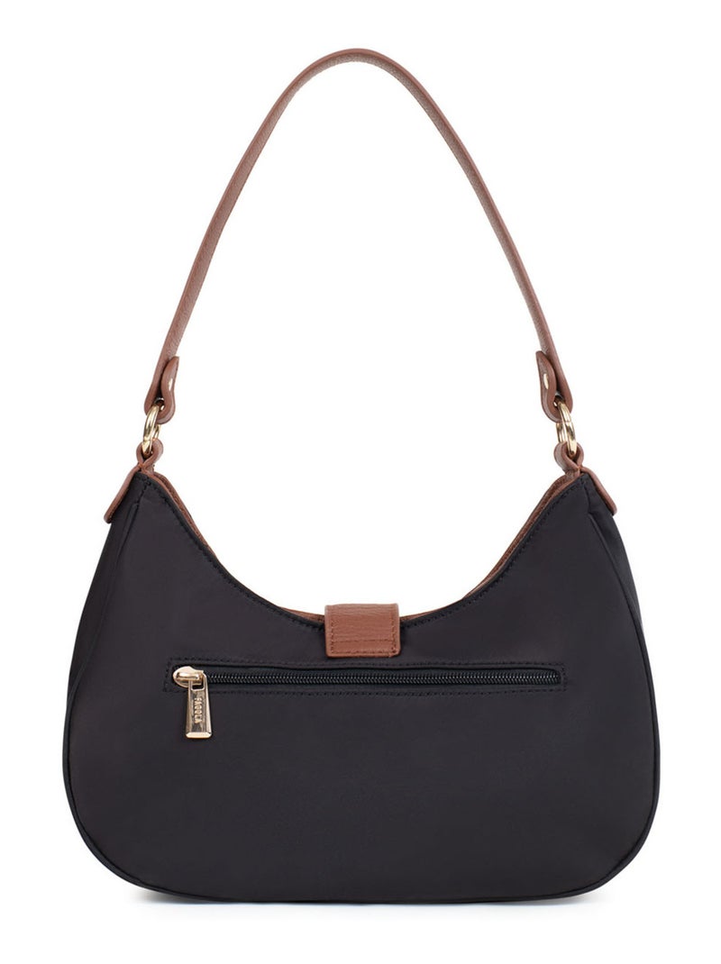 FIONA - Borsa a spalla con 1 manico - Materiale idrorepellente Nero Marrone - Kiabi