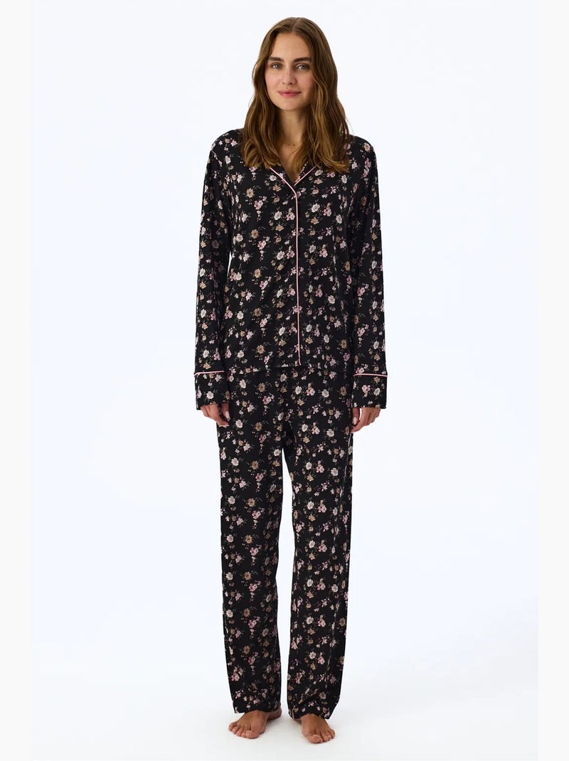 Floral dream pigiama con camicia e pantaloni a maniche lunghe penti Nero Bianco - Kiabi