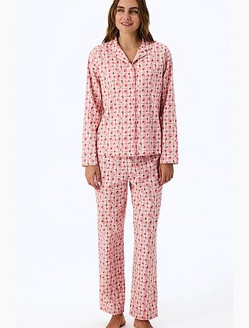 Floral garden pigiama con camicia e pantaloni a quadri, maniche lunghe penti
