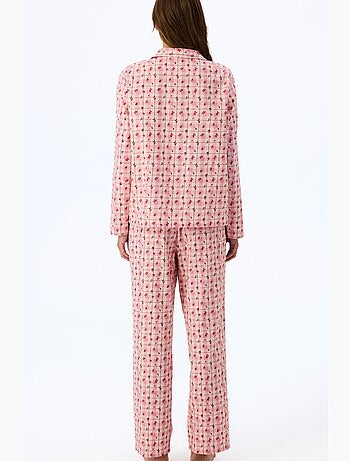 Floral garden pigiama con camicia e pantaloni a quadri, maniche lunghe penti