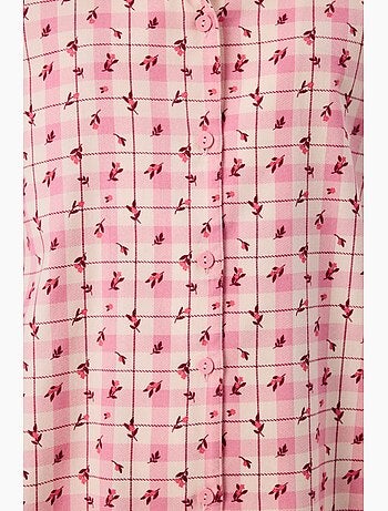 Floral garden pigiama con camicia e pantaloni a quadri, maniche lunghe penti