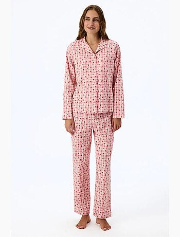 Floral garden pigiama con camicia e pantaloni a quadri, maniche lunghe penti