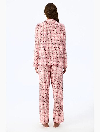 Floral garden pigiama con camicia e pantaloni a quadri, maniche lunghe penti