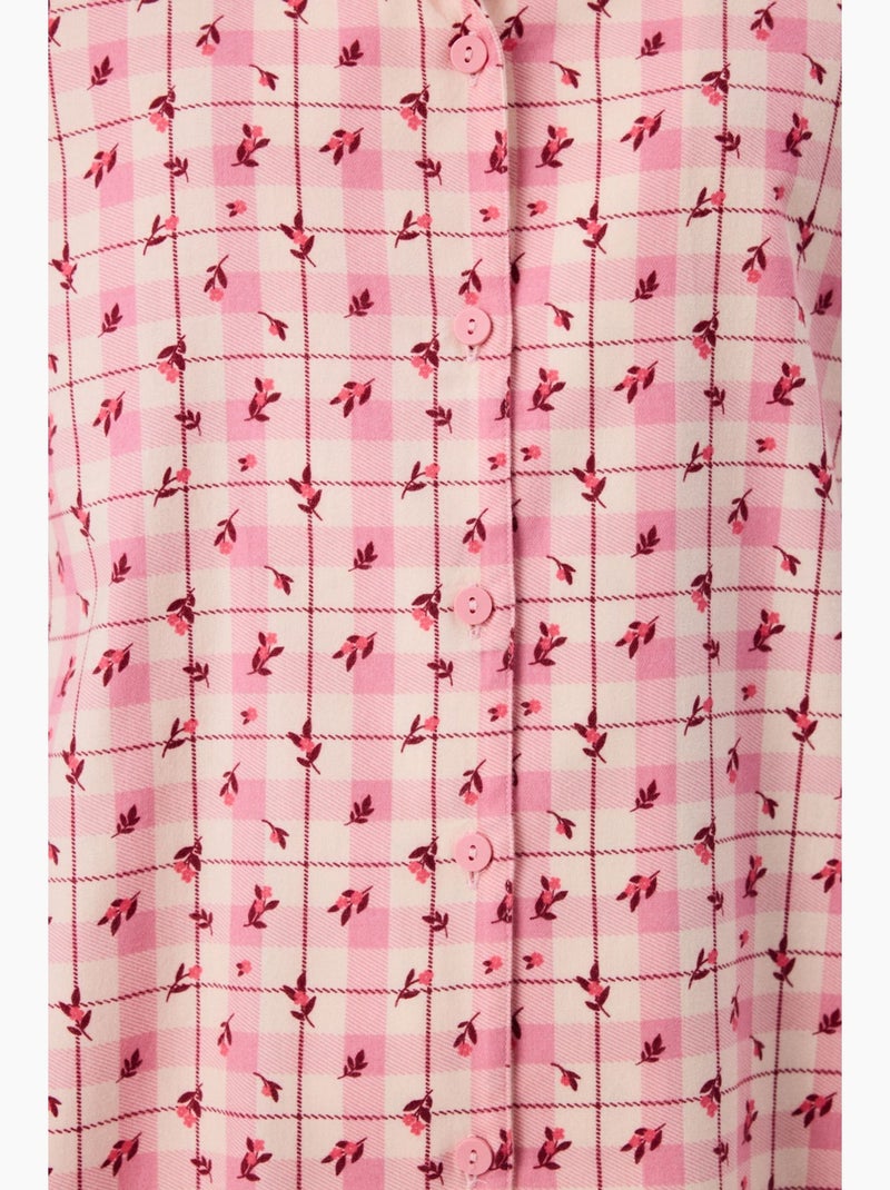 Floral garden pigiama con camicia e pantaloni a quadri, maniche lunghe penti Rosso/Rosa - Kiabi